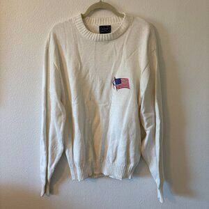 Vintage Made in USA Cream Flag Sweater XL Americana July 4th